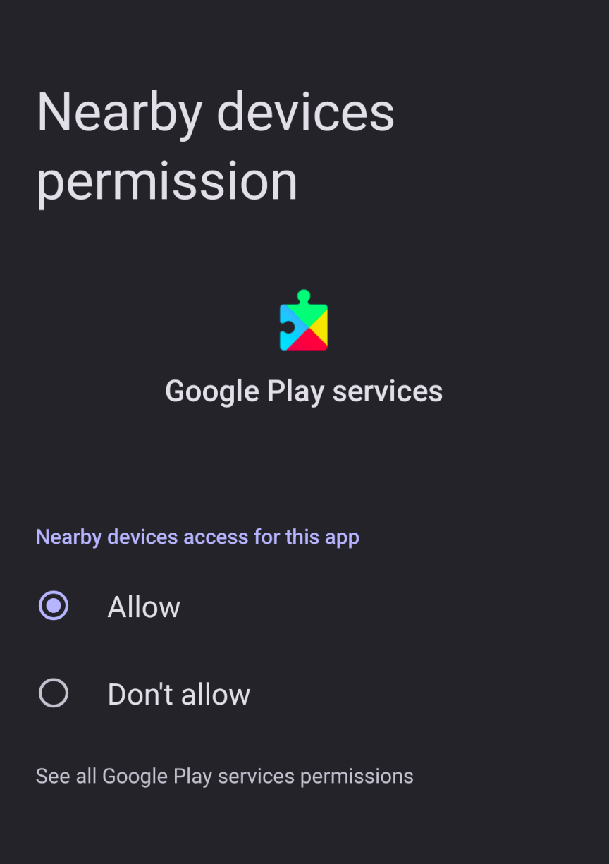 allow play services to nearby
